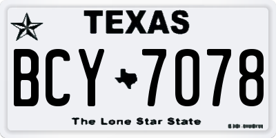 TX license plate BCY7078