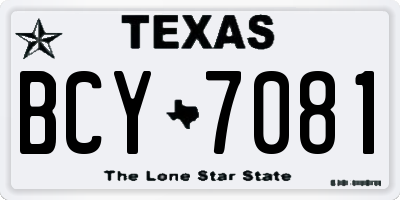 TX license plate BCY7081