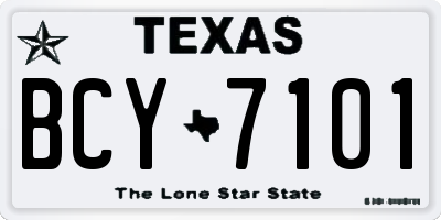 TX license plate BCY7101
