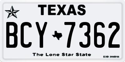TX license plate BCY7362