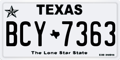 TX license plate BCY7363