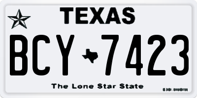 TX license plate BCY7423