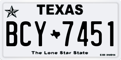 TX license plate BCY7451