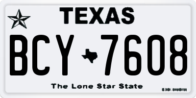 TX license plate BCY7608
