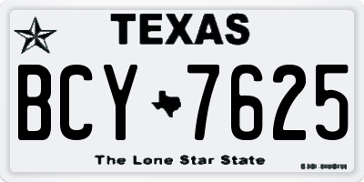 TX license plate BCY7625