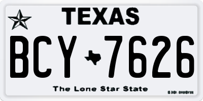 TX license plate BCY7626