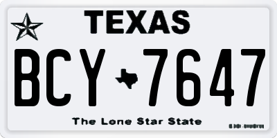 TX license plate BCY7647