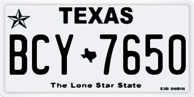 TX license plate BCY7650