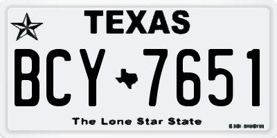 TX license plate BCY7651