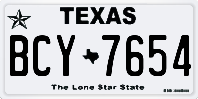 TX license plate BCY7654