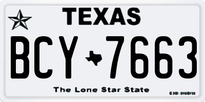 TX license plate BCY7663