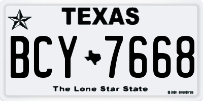 TX license plate BCY7668