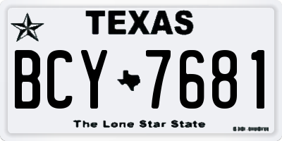 TX license plate BCY7681