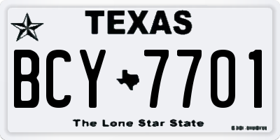 TX license plate BCY7701