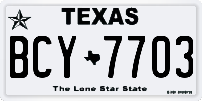TX license plate BCY7703
