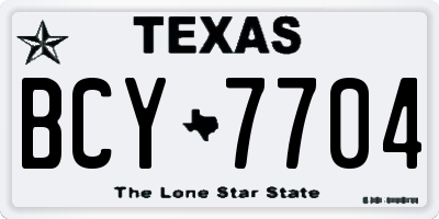 TX license plate BCY7704
