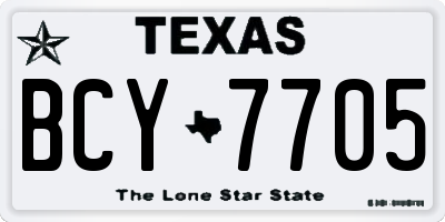TX license plate BCY7705