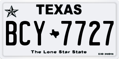 TX license plate BCY7727