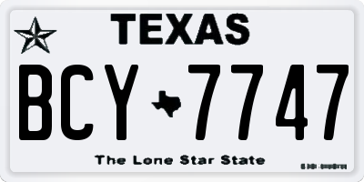 TX license plate BCY7747