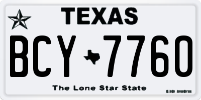 TX license plate BCY7760