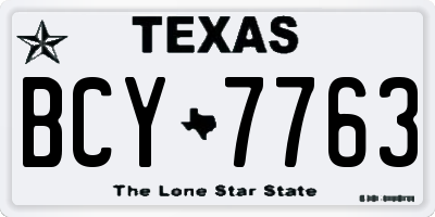 TX license plate BCY7763