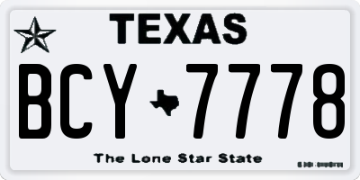 TX license plate BCY7778
