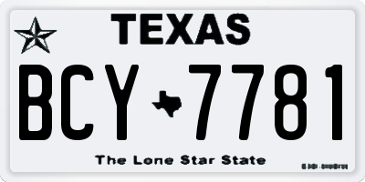 TX license plate BCY7781
