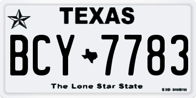 TX license plate BCY7783