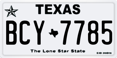 TX license plate BCY7785