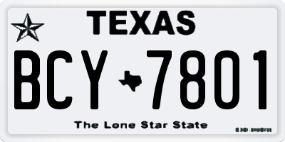 TX license plate BCY7801
