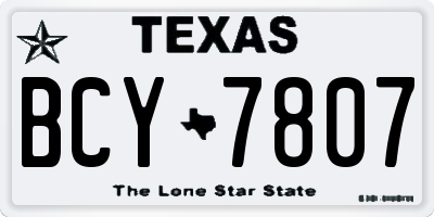 TX license plate BCY7807
