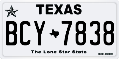 TX license plate BCY7838
