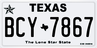 TX license plate BCY7867