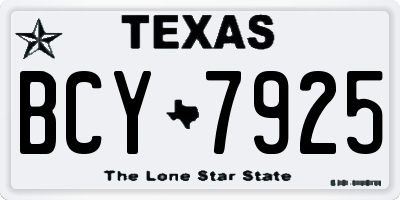 TX license plate BCY7925
