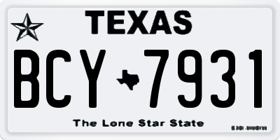 TX license plate BCY7931
