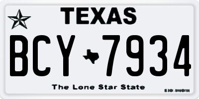 TX license plate BCY7934