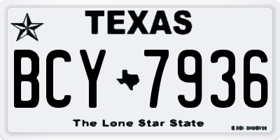 TX license plate BCY7936