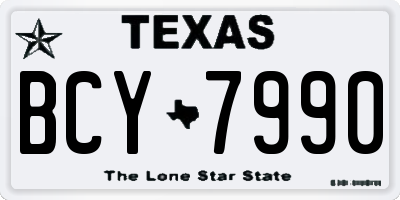 TX license plate BCY7990
