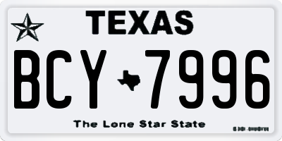 TX license plate BCY7996