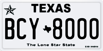 TX license plate BCY8000