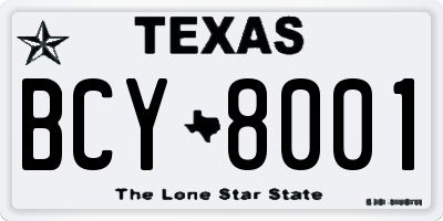 TX license plate BCY8001