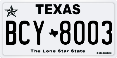TX license plate BCY8003