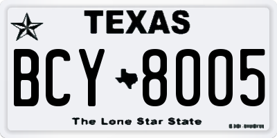 TX license plate BCY8005