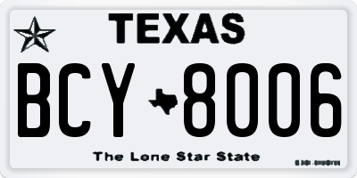 TX license plate BCY8006