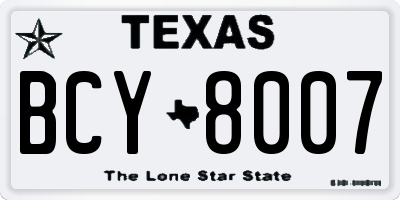 TX license plate BCY8007