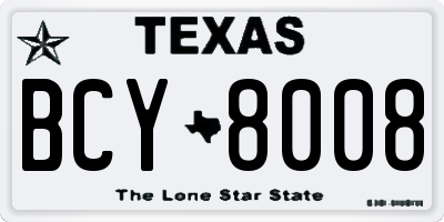 TX license plate BCY8008