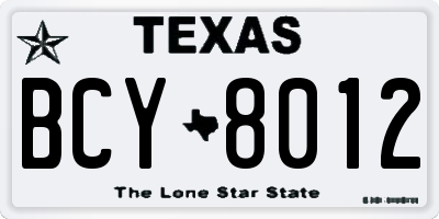TX license plate BCY8012