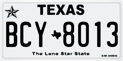 TX license plate BCY8013