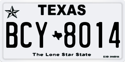 TX license plate BCY8014