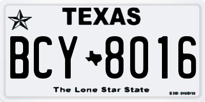 TX license plate BCY8016
